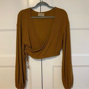 Urban Outfitters Mustard Wrap Crop Top